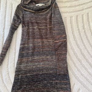 Max Studio Gray and Brown Cowl Neck Sweater